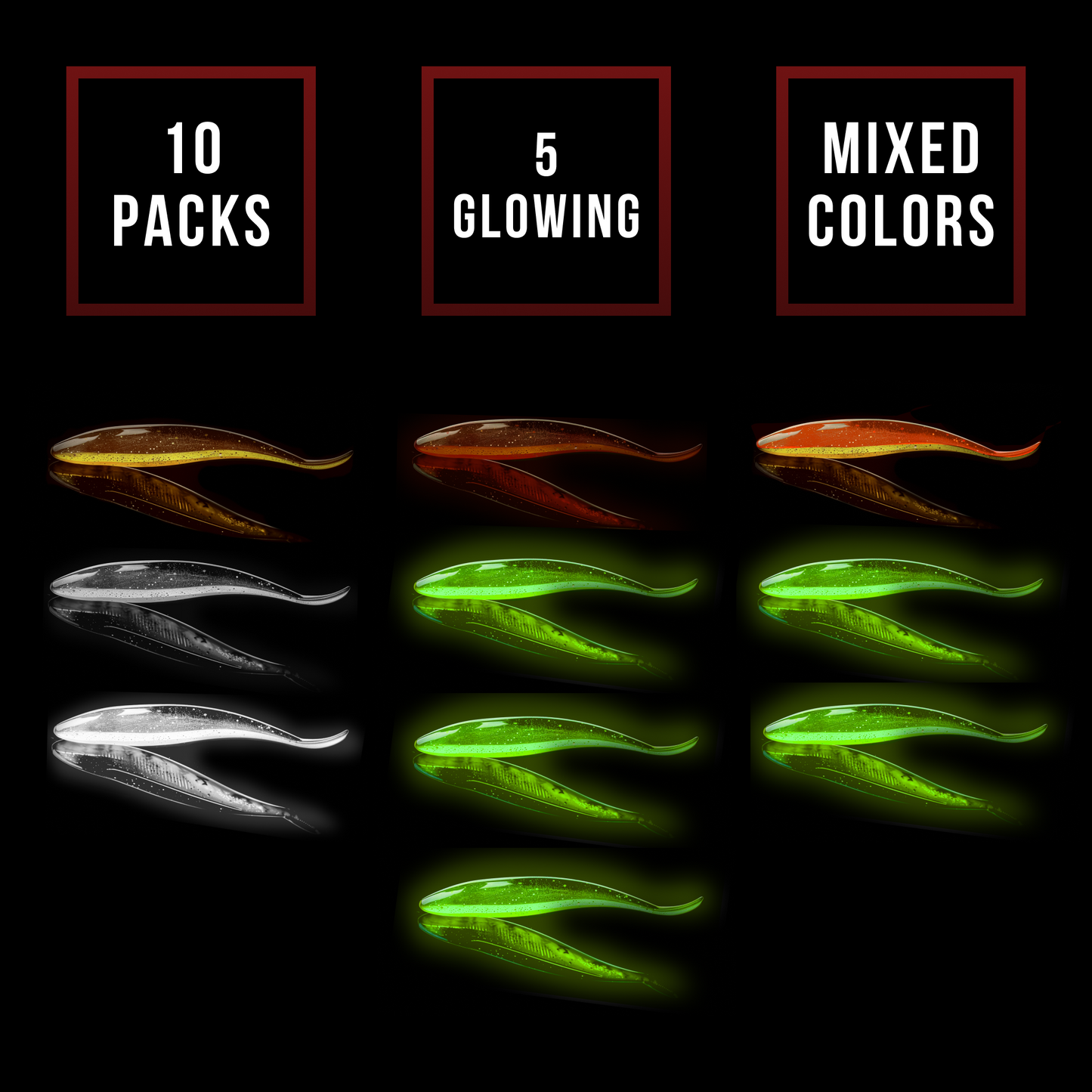 Premium PVC Soft Fishing Lures with Various Sizes - PRIMORDIAL LUREs + Free Carbon Steel Hooks